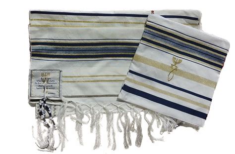 Buy Blue and Gold Christian Prayer Shawl (72" x 22") | Israel-Catalog.com