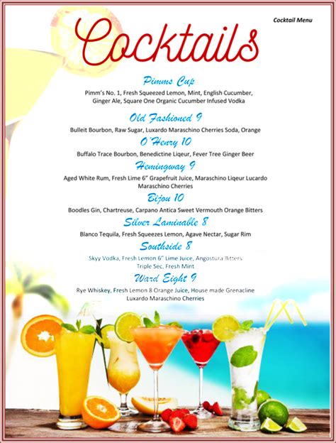 Drink Menu Template - 5 Best Drink Menu Formats