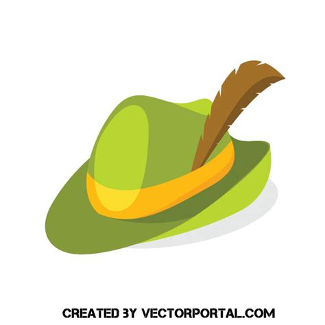 Green hat with feather clip art Royalty Free Stock SVG Vector and Clip Art