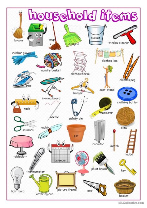 Household Items Picture Dictionary p…: English ESL worksheets pdf & doc