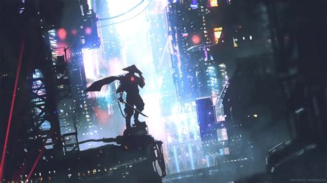 Cyberpunk Samurai In Futuristic City Live Wallpaper Moewalls | Porn Sex Picture