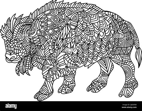 Cape Buffalo Mandala Coloring Pages for Adults Stock Vector Image & Art ...