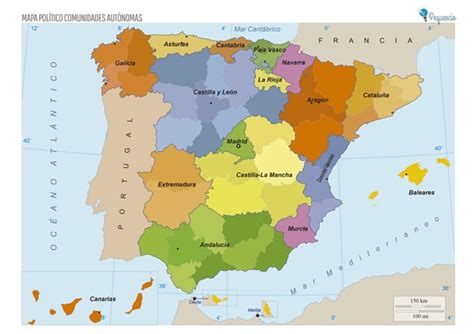 Mapa de Comunidades Autónomas para imprimir - Pequeocio