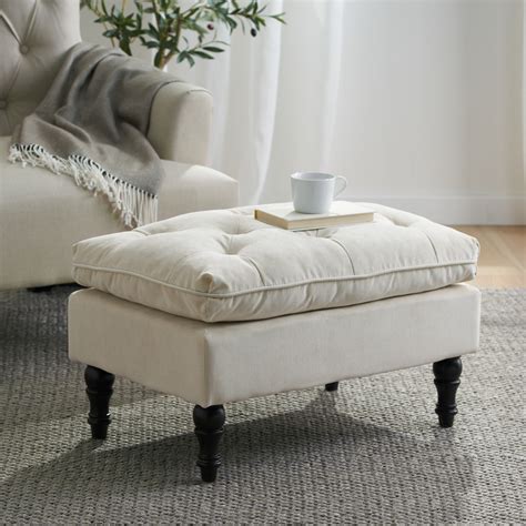 Cordoba Button Tufted Velvet Ottoman Footstool – GDFStudio