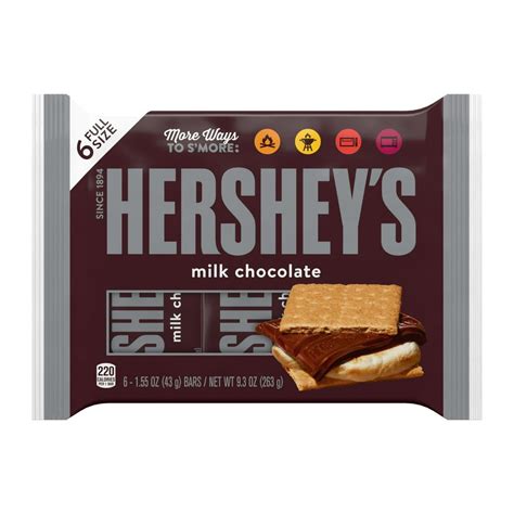 HERSHEY'S Milk Chocolate Candy, Individually Wrapped, 1.55 oz, Bars (6 ...