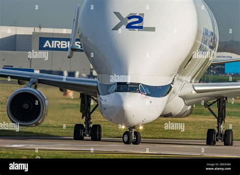 Airbus Beluga XL landing at Airbus Broughton cheshire Stock Photo - Alamy