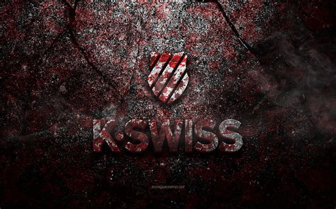 K-Swiss logo, grunge art, K-Swiss stone logo, red stone texture, K ...