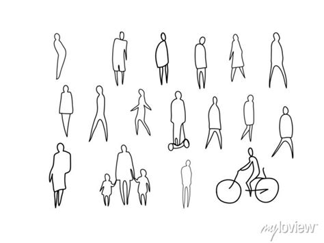 Vector illustration, outline silhouettes of people, contour drawing ...