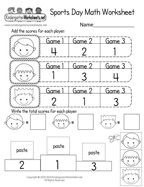 Free Printable Olympics Math Worksheet for Kindergarten