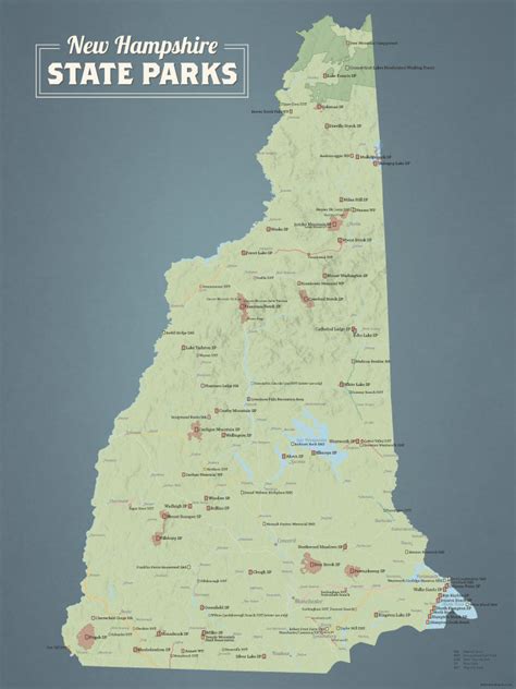 New Hampshire State Parks Map 18x24 Poster - Best Maps Ever