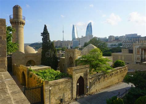 Baku Old Cityscape Panoramic View Editorial Photo - Image of golden ...