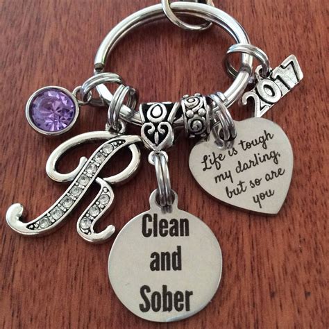 SOBRIETY Keychain Sobriety Gifts Sober Gifts Clean & Sober