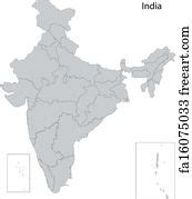 Free art print of India - political map of administrative divisions. Green political map of ...