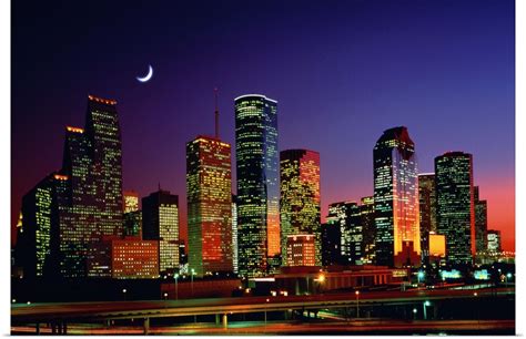 Poster Print Wall Art entitled Houston skyline at night, Texas | eBay