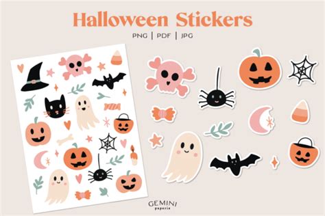 Halloween Stickers | Cute Halloween Graphic by geminipaperie · Creative Fabrica