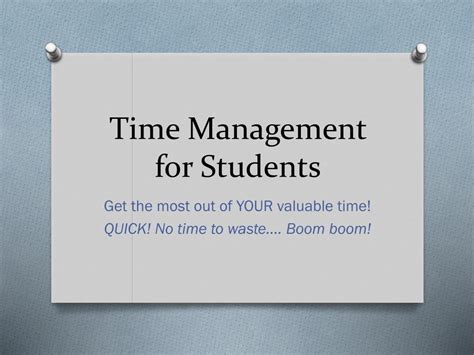 PPT - Time Management for Students PowerPoint Presentation, free ...