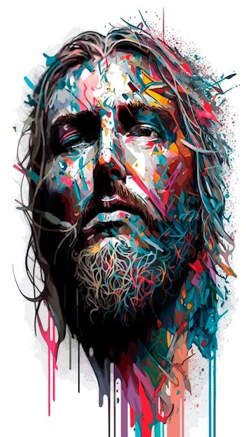 Premium AI Image | Colorful abstract portrait of a Jesus Christ