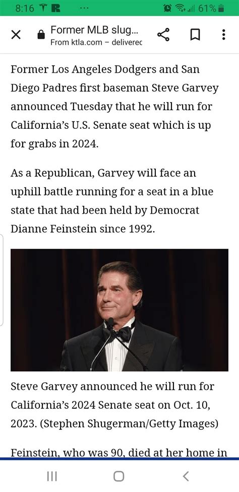 STEVE GARVEY IS RUNNING FOR CALIFORNIA STATE SENATE! - San Carlos-South