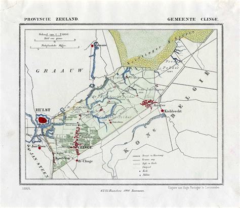 Antique Map-NETHERLANDS-TOWN PLAN-CLINGE-ZEELAND-Kuyper-Kuijper-1865: Mapa | ThePrintsCollector