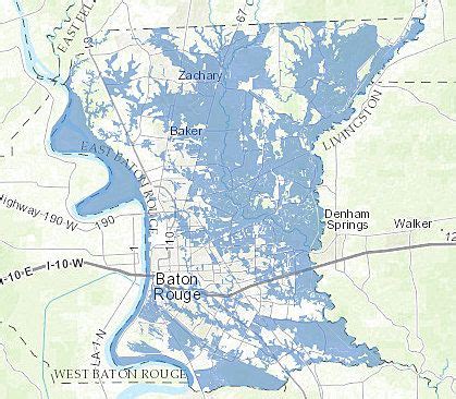 A flood map developed by the Baton Rouge City-Parish GIS Division of the Department of ...