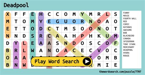 Deadpool Word Search