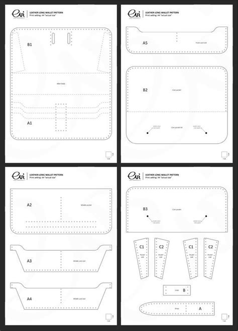 Leather Long Wallet PDF Pattern Wallet Template Leathercraft Pattern ...