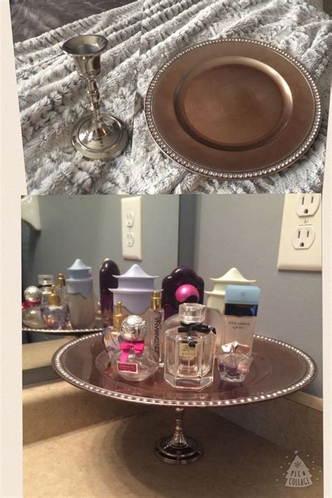 A plate n candle stand equal a perfume display! | Perfume display, Diy perfume display, Candle stand