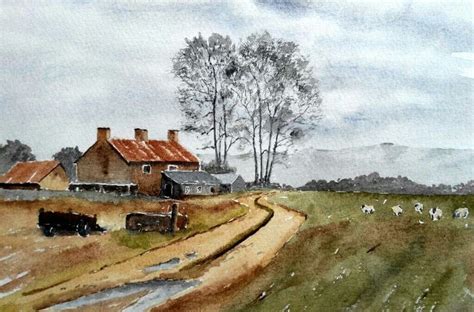 English countryside watercolour