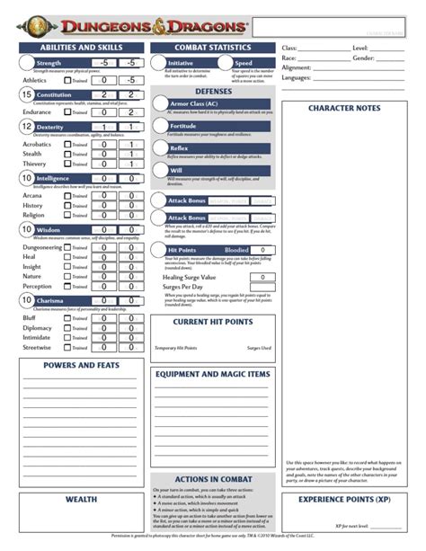 DnD 4th Edition Essentials Character Sheet v2[1] | Role Playing Video Games | Video Games