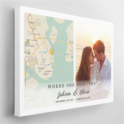 Custom Map Print, Customizable Text And Photo Canvas