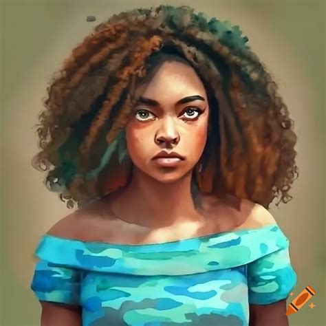 Realistic digital portrait of a young african american woman