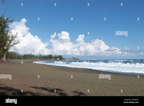 Stunning Beaches of La Réunion Island with black sand and copy space ...