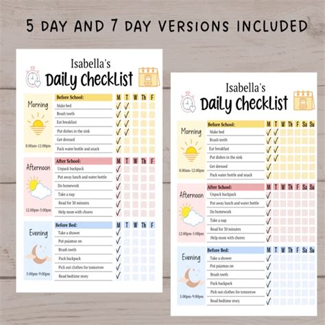 Kids Daily School Checklist – Kiddies Point