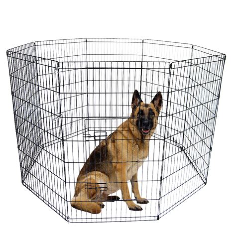 Topcobe Pet Fences for Dogs, Black Folding Pet Fence 8 Panel Metal Play Pen, 42" Tall Wire Fence ...