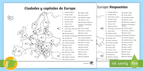 Ficha de actividad: Mapa de Europa con capitales