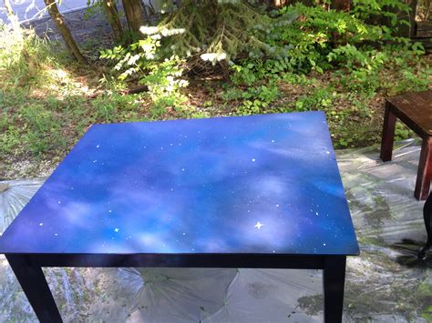 Spray paint galaxy table! Needs a few touch ups but you get the idea | Spray paint furniture ...