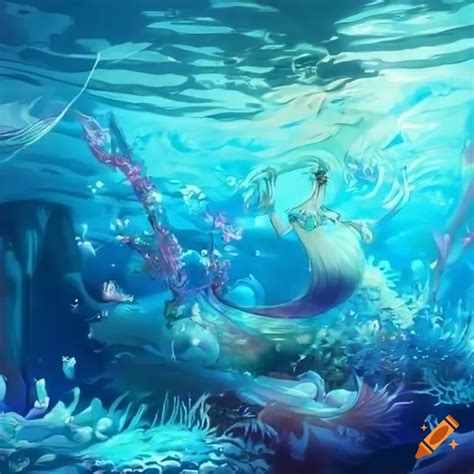 Anime-style underwater mermaid palace on Craiyon