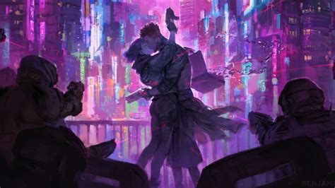 Couple, Cyberpunk, Guns, Kiss, Futuristic, Love, Romance in 2020 | Cyberpunk, Futuristic love ...