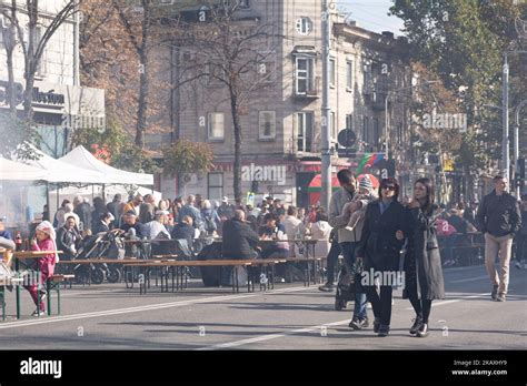 Chisinau, Moldova - October 15, 2022: People walk along Stefan cel Mare ...