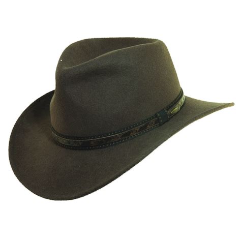 Wool Felt Outback Hat with Faux Leather Trim – Explorer Hats