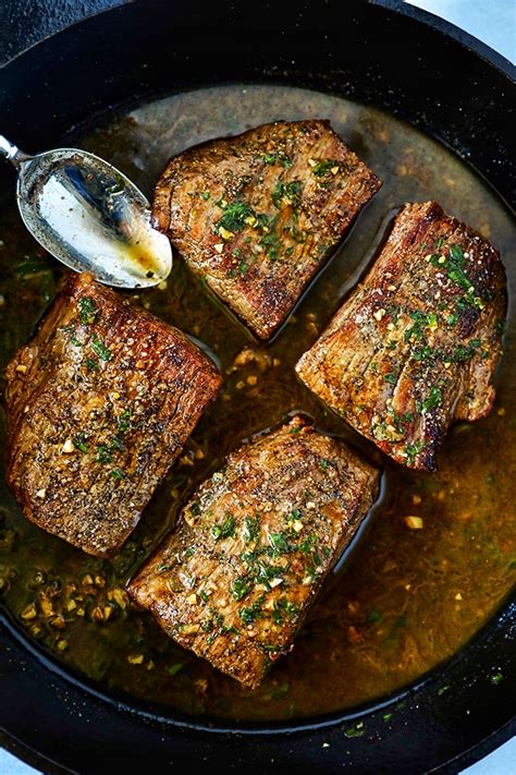 Garlic Butter Skillet Flank Steak Oven Recipe - No. 2 Pencil