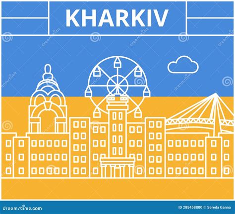 Kharkiv Flag Line Label stock vector. Illustration of kharkiv - 285458800