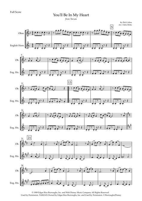 You'll Be In My Heart Sheet Music | Phil Collins | Instrumental Duet