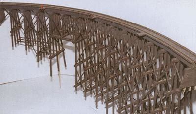 JV Curved Wood Trestle Wood Kit O Scale Model Railroad Bridge #4016