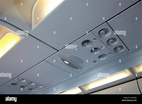 Plane cabin interior detail Stock Photo - Alamy