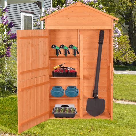 Buy EMKK Outdoor Storage Shed - Wood Garden Storage Cabinet ...
