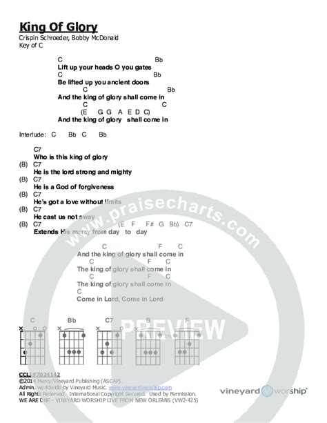 King Of Glory Chords PDF (Vineyard Worship) - PraiseCharts