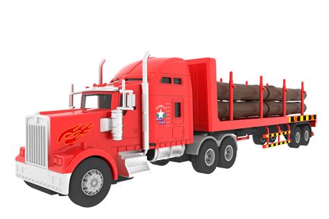 Big-Daddy Big Rig Lumber Truck with 6 Piece Lumber Friction Powered Toy Truck