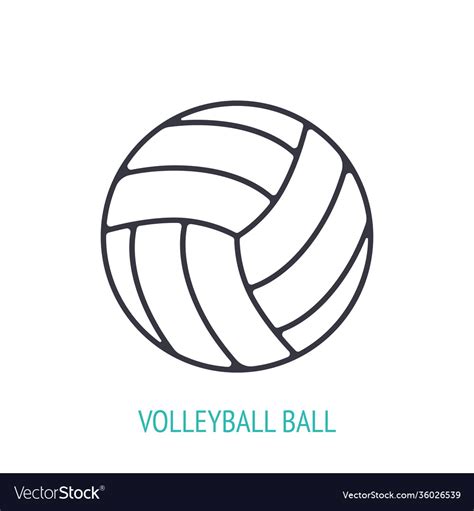 Leather volleyball ball outline icon Royalty Free Vector