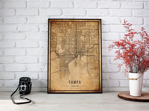 Tampa Vintage Map Poster Tampa Old Map Grunge Tampa Map - Etsy